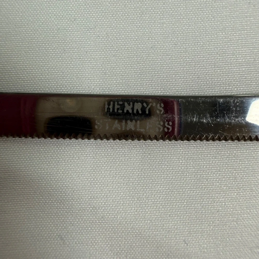Vintage Henrys Original Tomato Steak Knives Set 6 Bakelite Handle Stainless